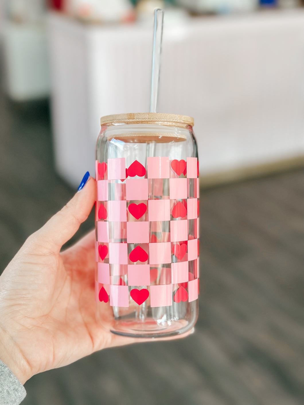 Checkered Heart Cup